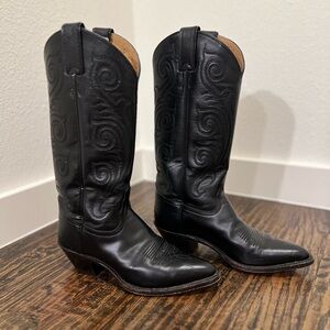 Tony Lama Black Leather Western Boots Women’s – Vintage